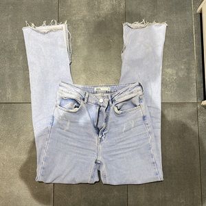 Zara wide leg flared, high rise jeans with slit, size 6 (EUR size 38)